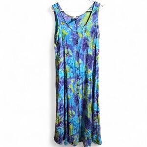 1980s Hawaii Women's Ocean Pattern Dress